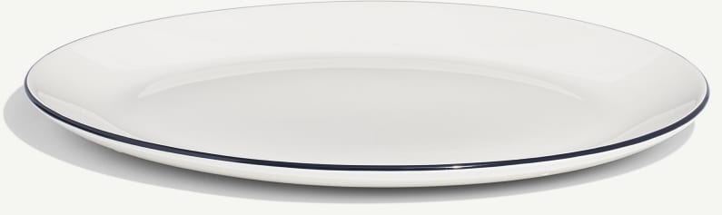White Serving Platter with navy rim