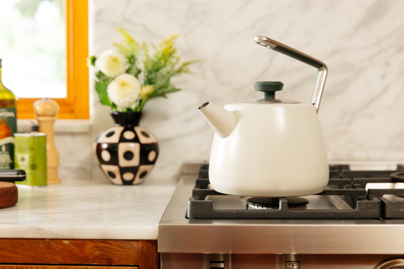 Kettle in Sand on the stovetop