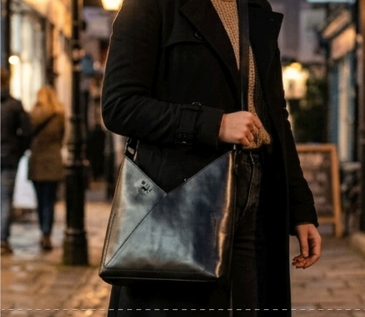 WILL leather tote carried on an evening out