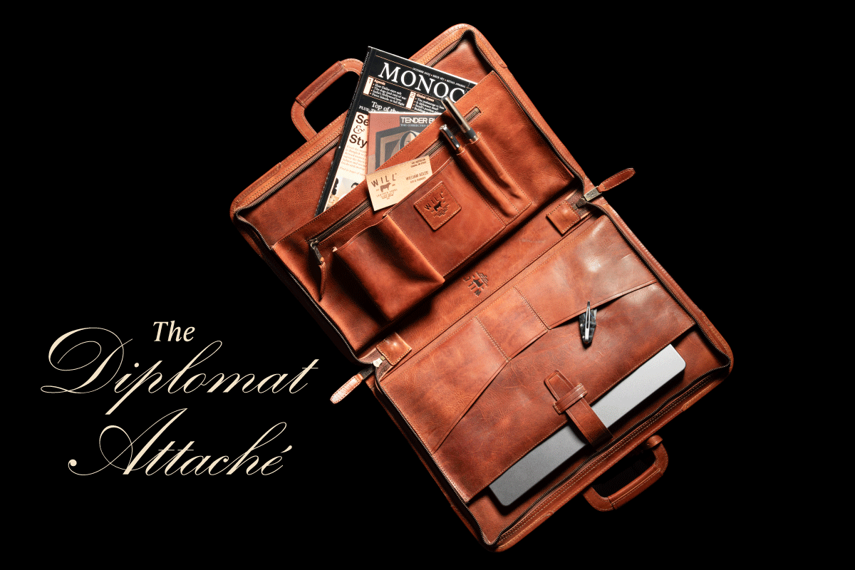 William Diplomat Attache in Italian leather