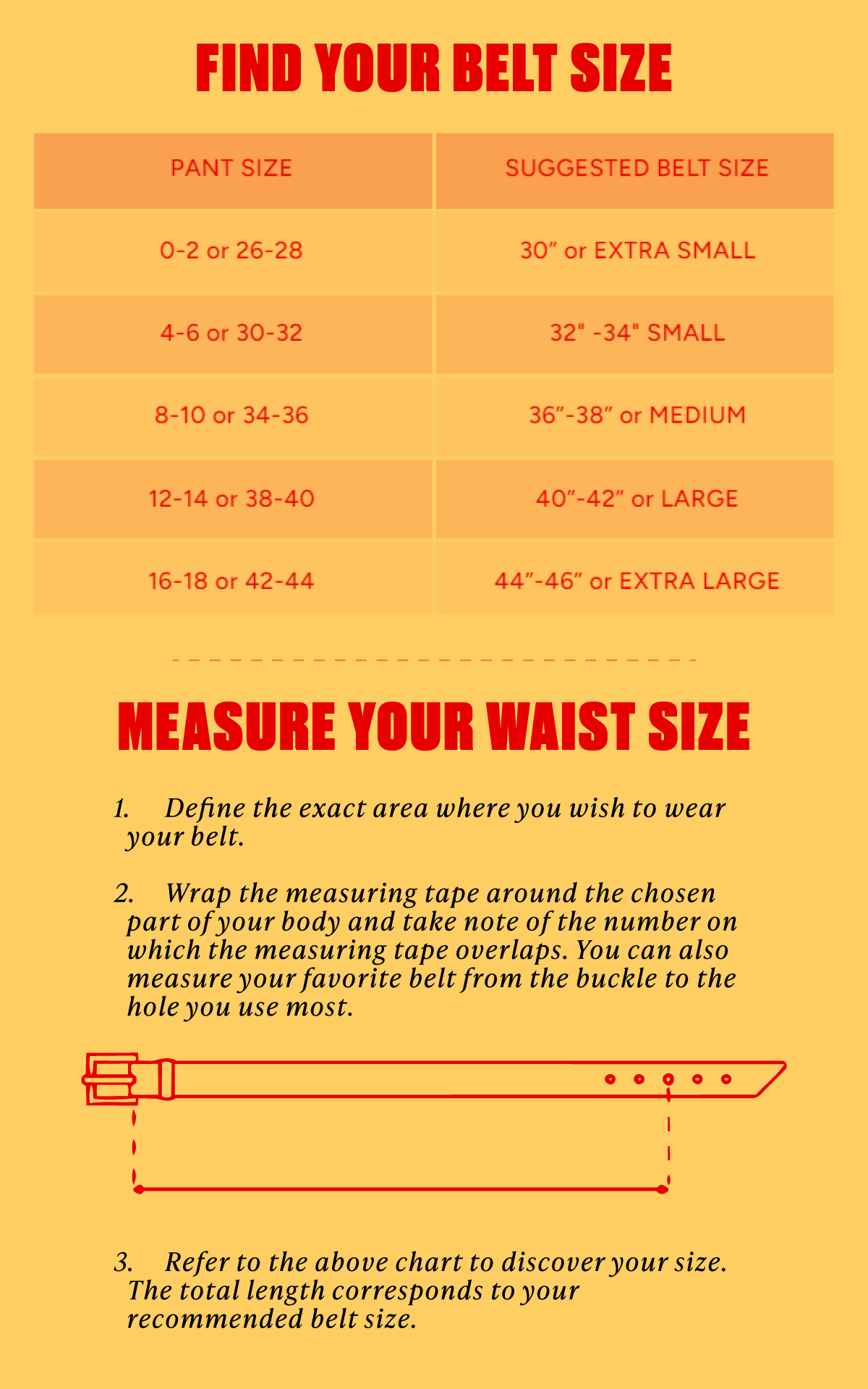 Will Leather Goods belt sizing guide
