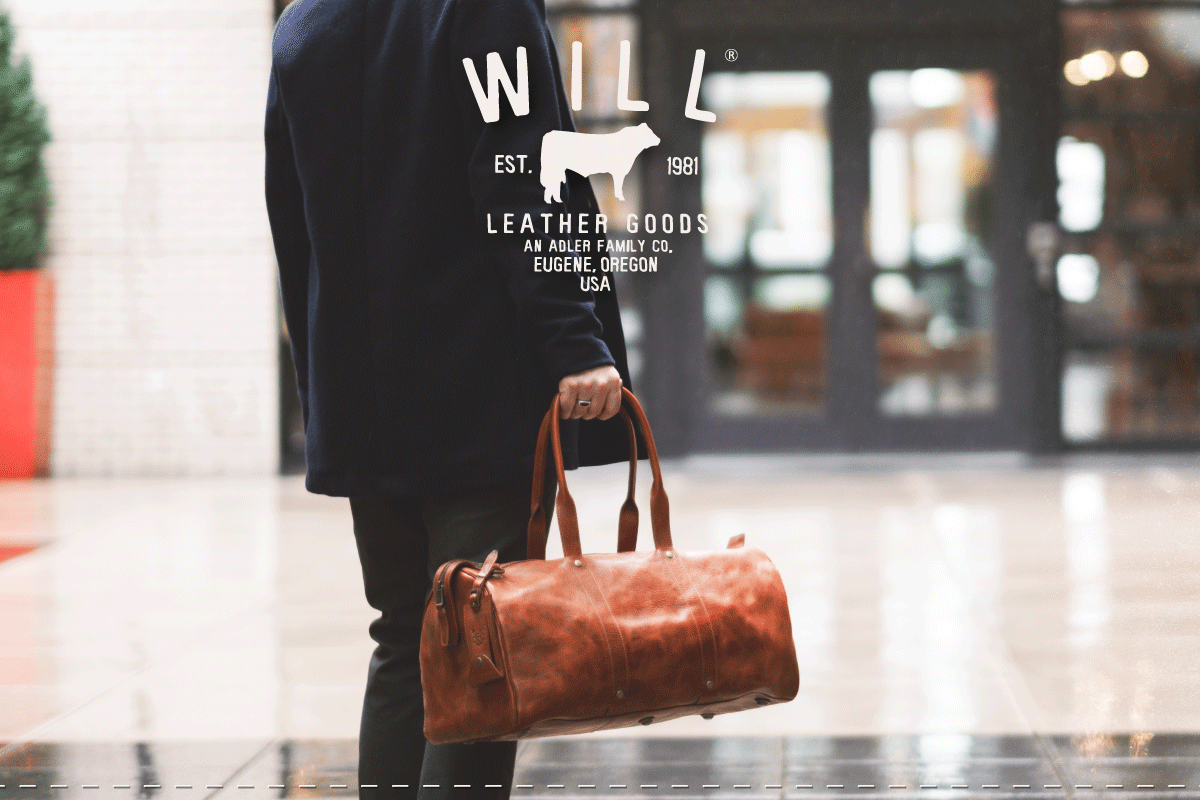 William Collection Italian leather bag carried in an industrial setting