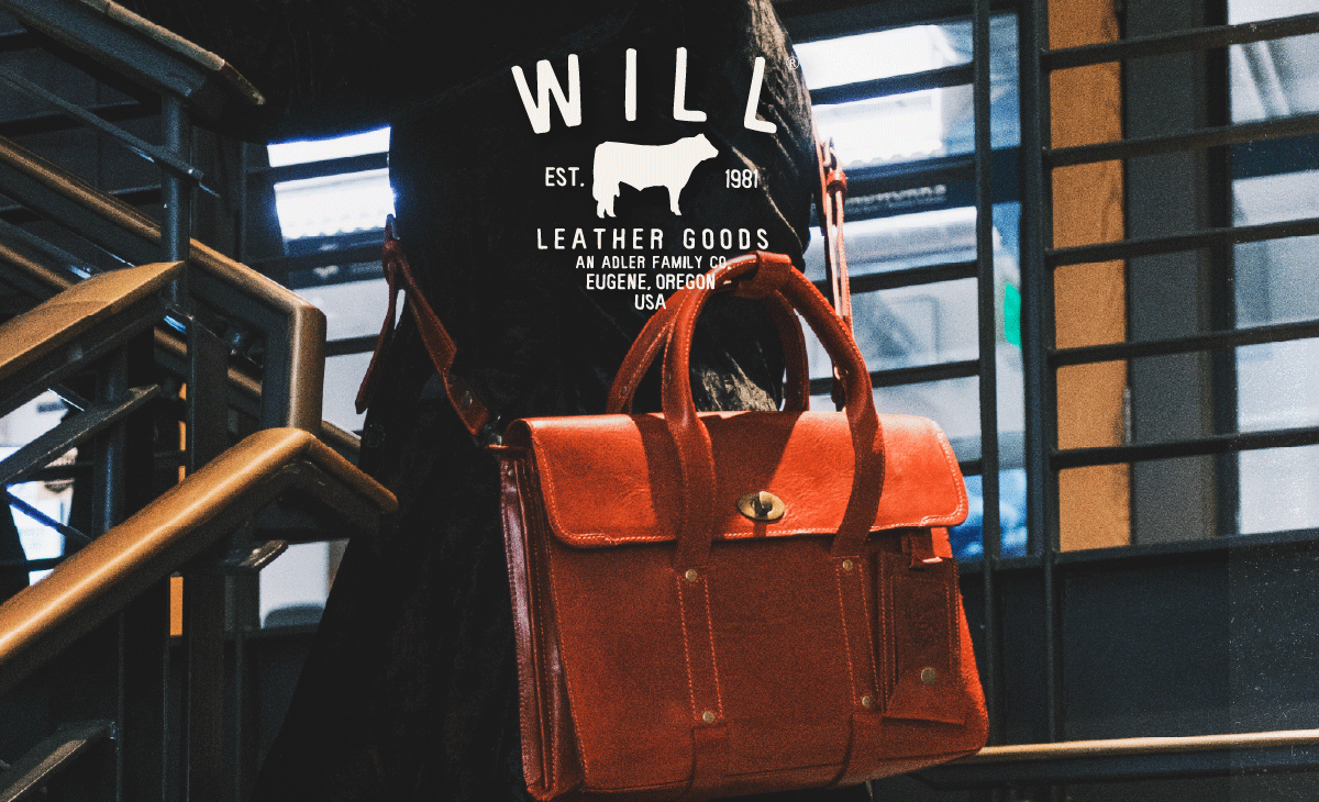 William Collection Italian leather bag carried in an industrial setting