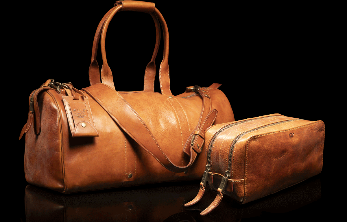 William Expedition Italian leather duffle with Professional Travel Kit