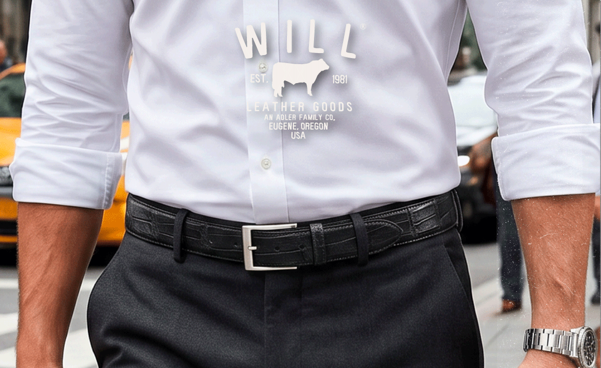 Will Leather Goods leather belt worn with white shirt