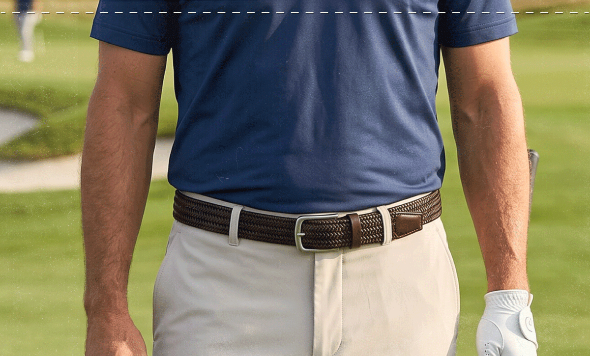 Braided leather belt worn with everyday style
