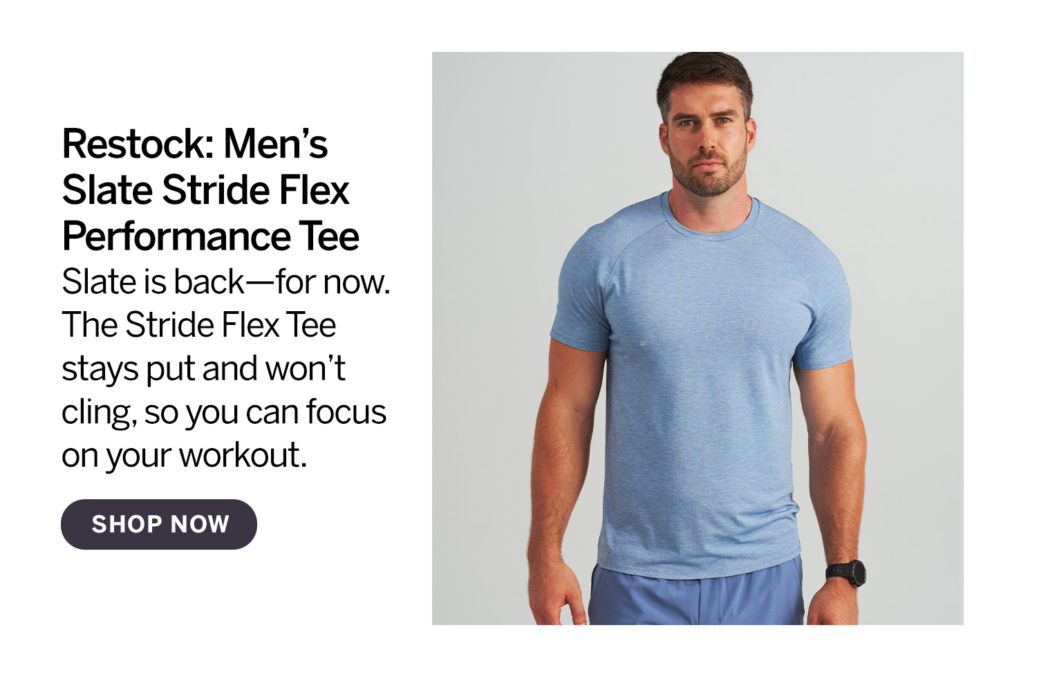 Restock: Men's Slate Stride Flex Performance Tee - Shop Now