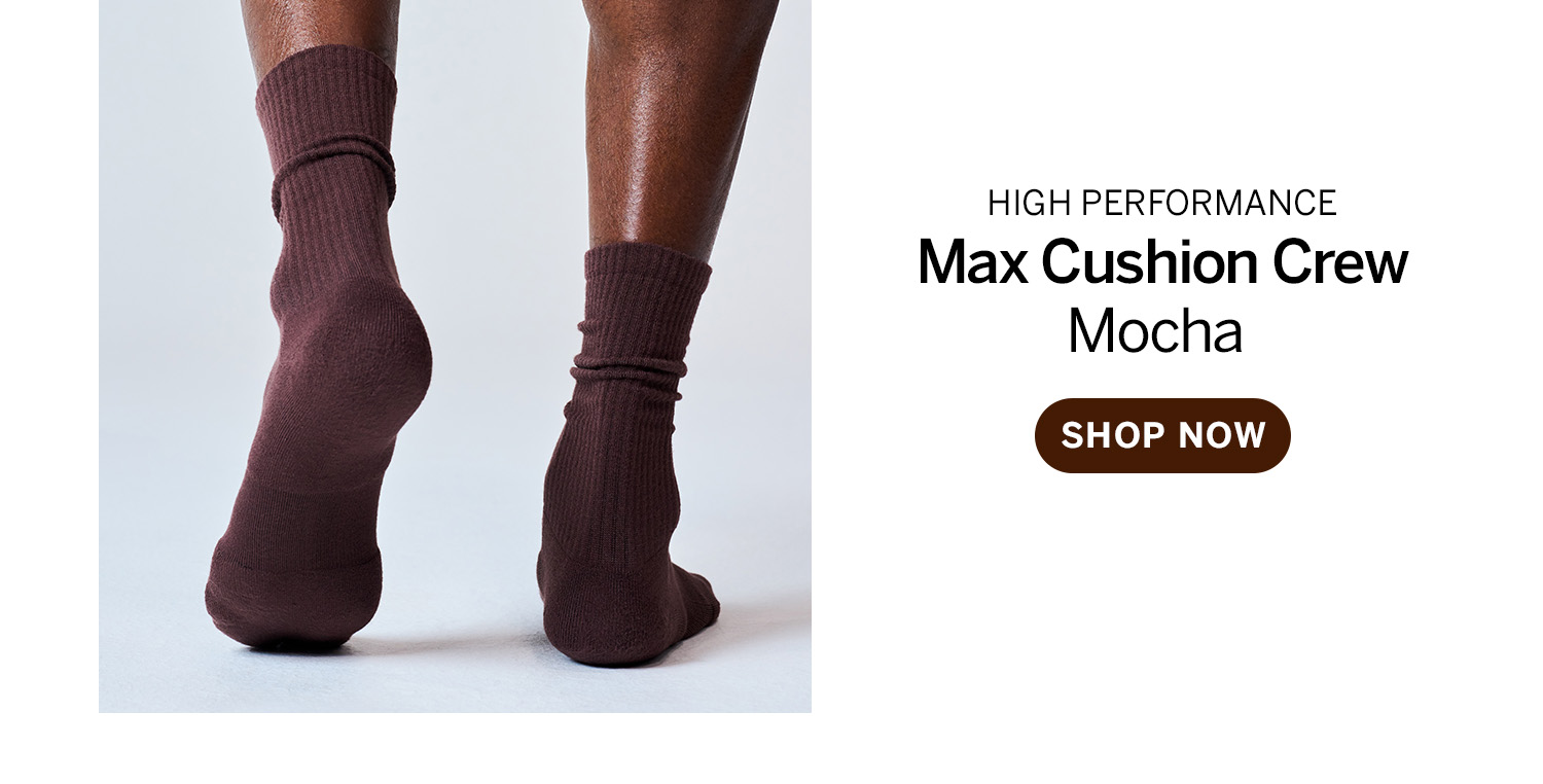 High Performance Max Cushion Mocha Crew. Shop Now.
