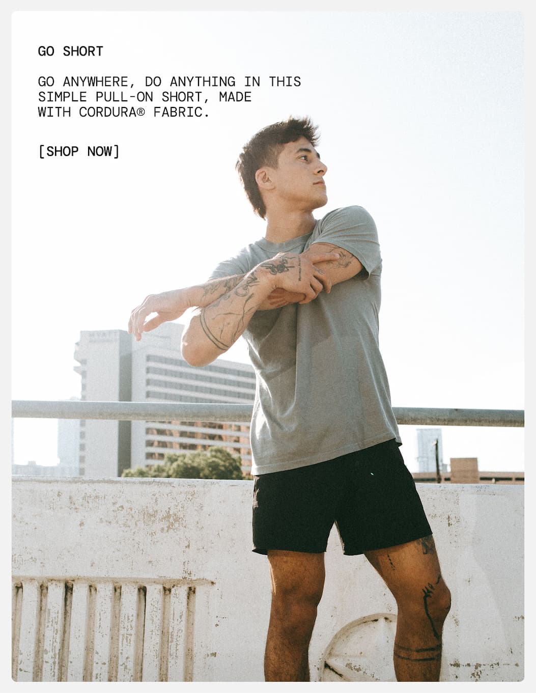 Active Image: Athlete stretching in Black Go Shorts