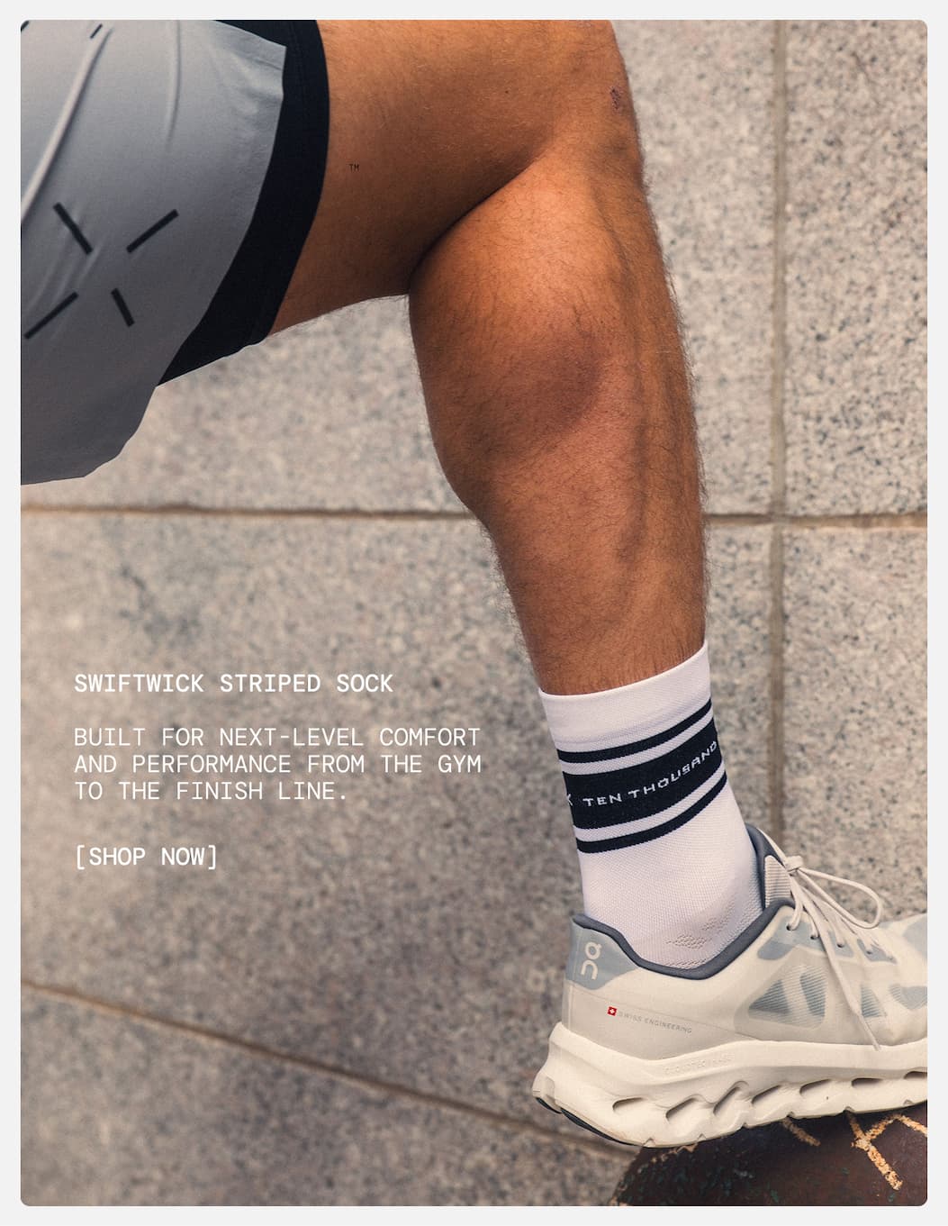 Active Image: Model wearing New Stripe Sock - White