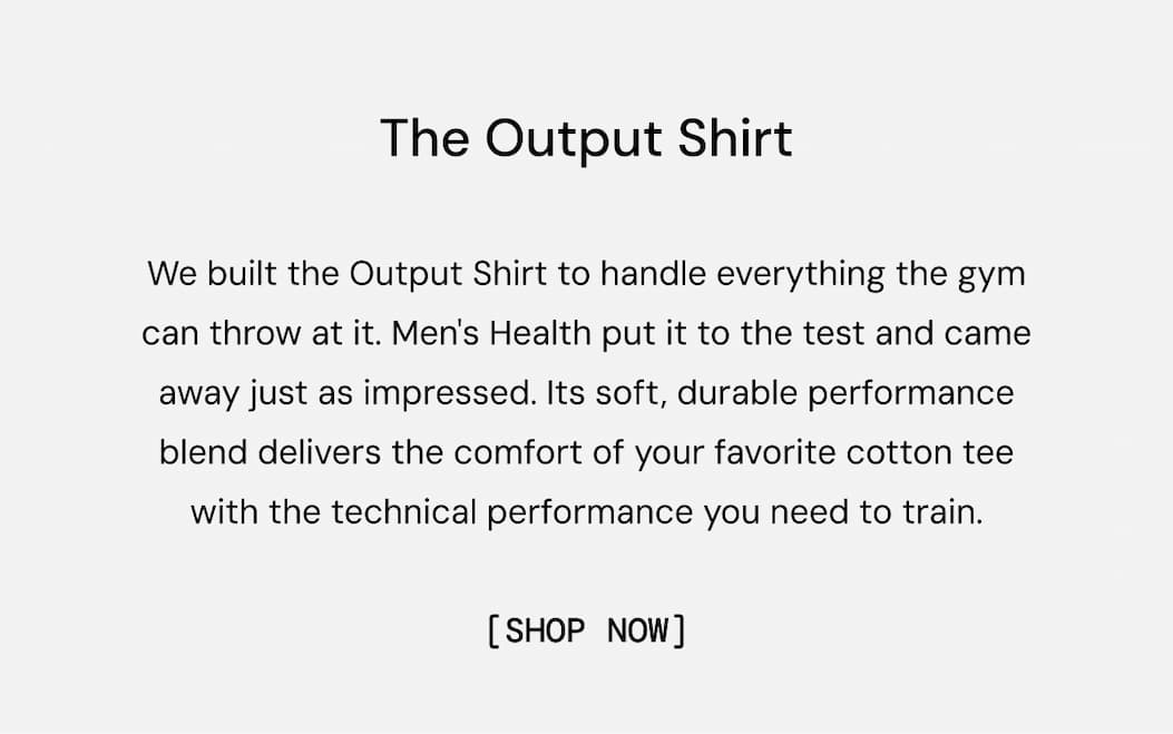 Body Copy: The Output Shirt. Available Now