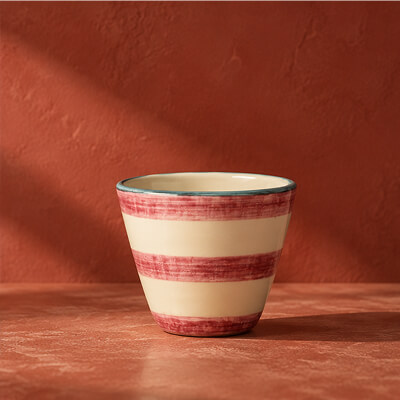 Ceramic Oval Espresso Cup with Hand-Painted Stripes by Rice by Rice
