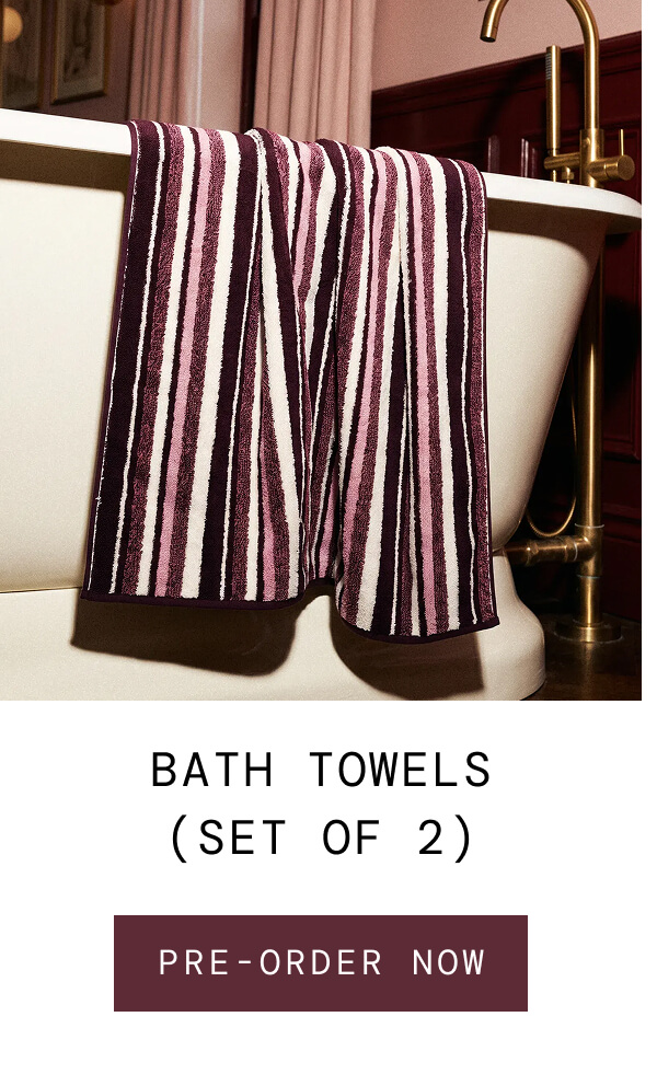Ultraplush Bath Towels (Set of 2) in Bordeaux Stripe. Pre-order now