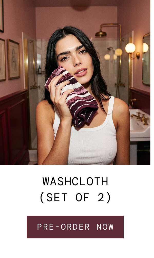 Ultraplush Washcloths (Set of 2) in Bordeaux Stripe. Pre-order now