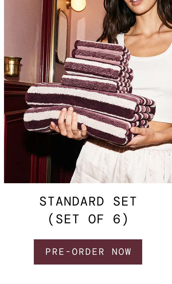 Ultraplush Standard Set (Set of 6) in Bordeaux Stripe. Pre-order now