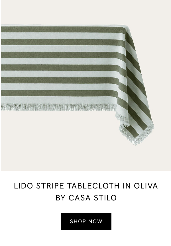 Lido Stripe Tablecloth in oliva by Casa Stilo