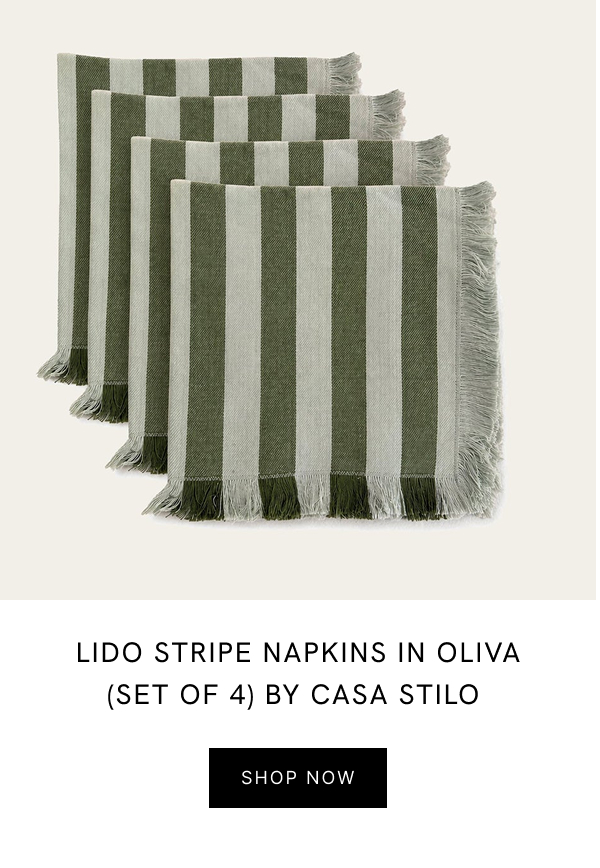 Lido Stripe Napkins in Oliva (Set of 4) By Casa Stilo