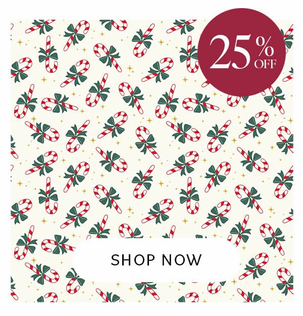 25% Off Shop Now. White fabric swatch with candy canes on it