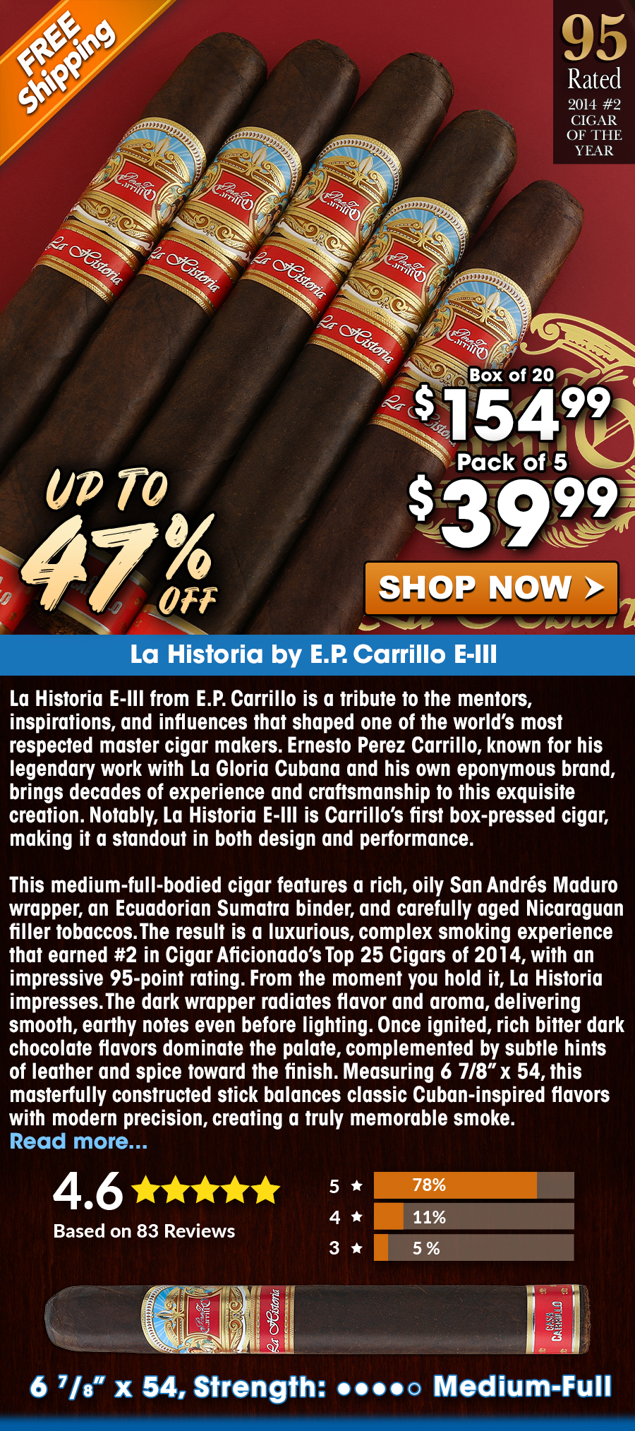 La Historia by E.P. Carrillo E-III - 2014 #2 Cigar of the Year
