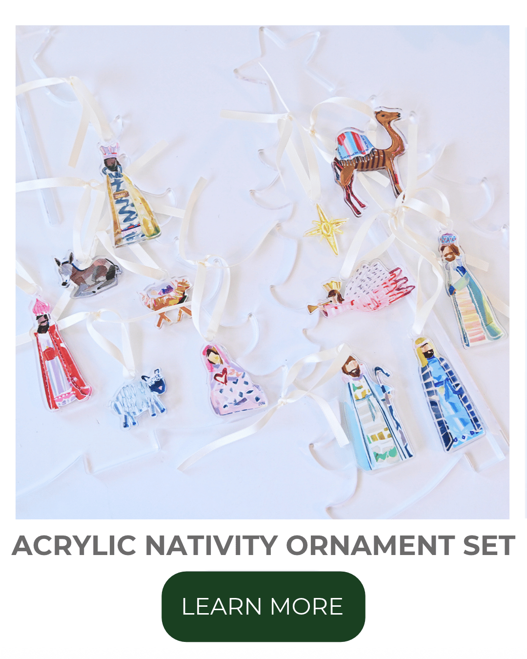 Acrylic Nativity Ornament Set