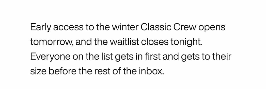 Early access to the winter Classic Crew opens tomorrow