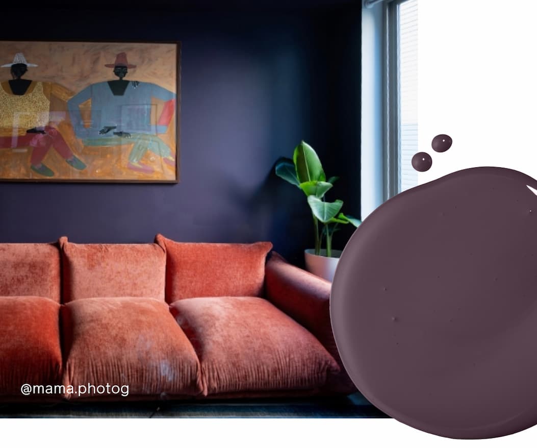 Living room featuring Night Groove accent wall