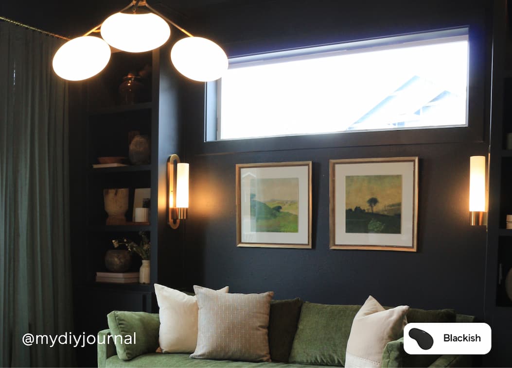 Home office featuring almost black paint color Blackish