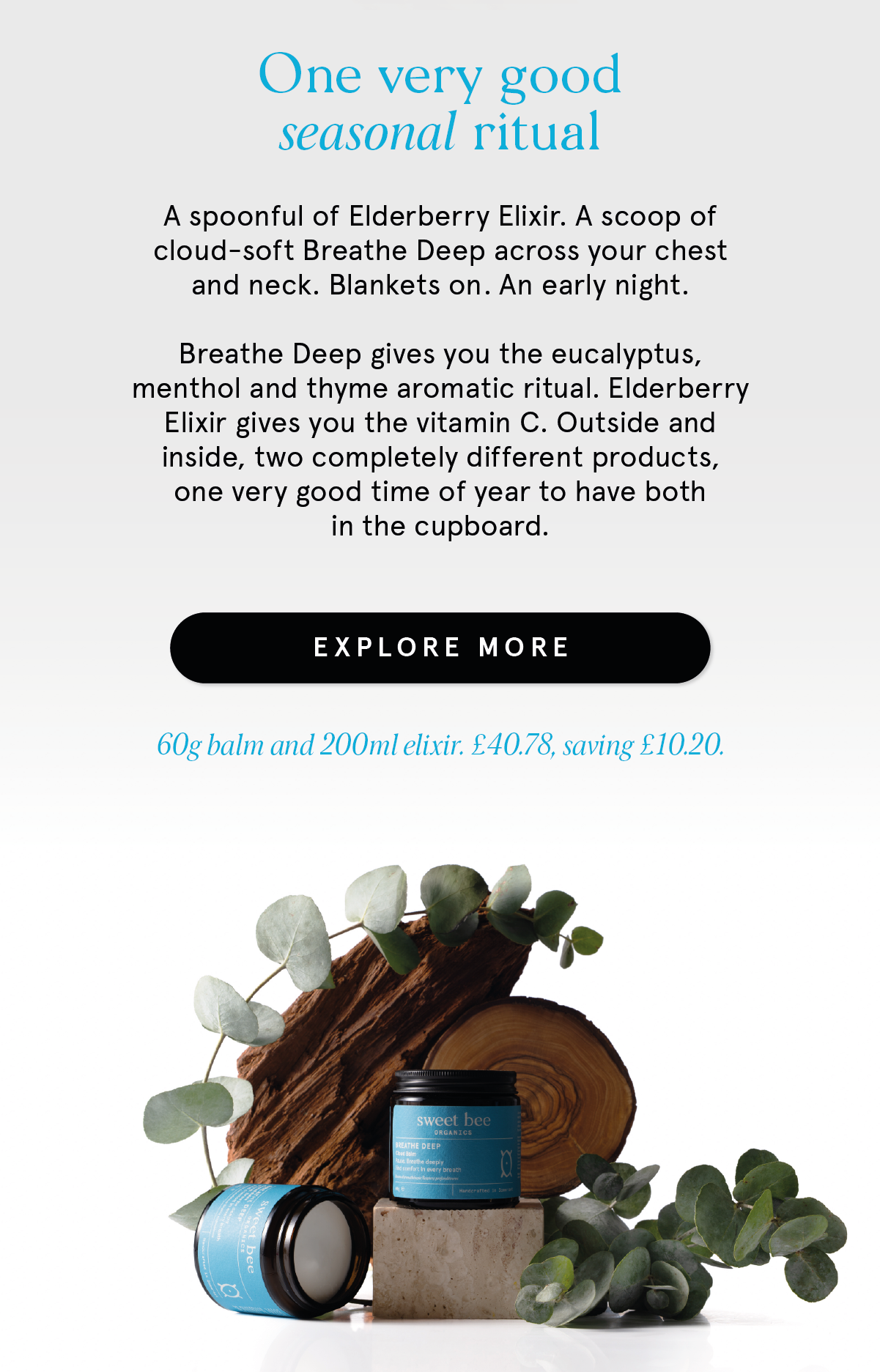 One very good seasonal ritual. 60g balm and 200ml elixir, £40.78, saving £10.20.