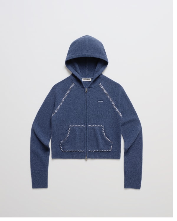 Sweater Full Zip Hoodie - Heather Navy