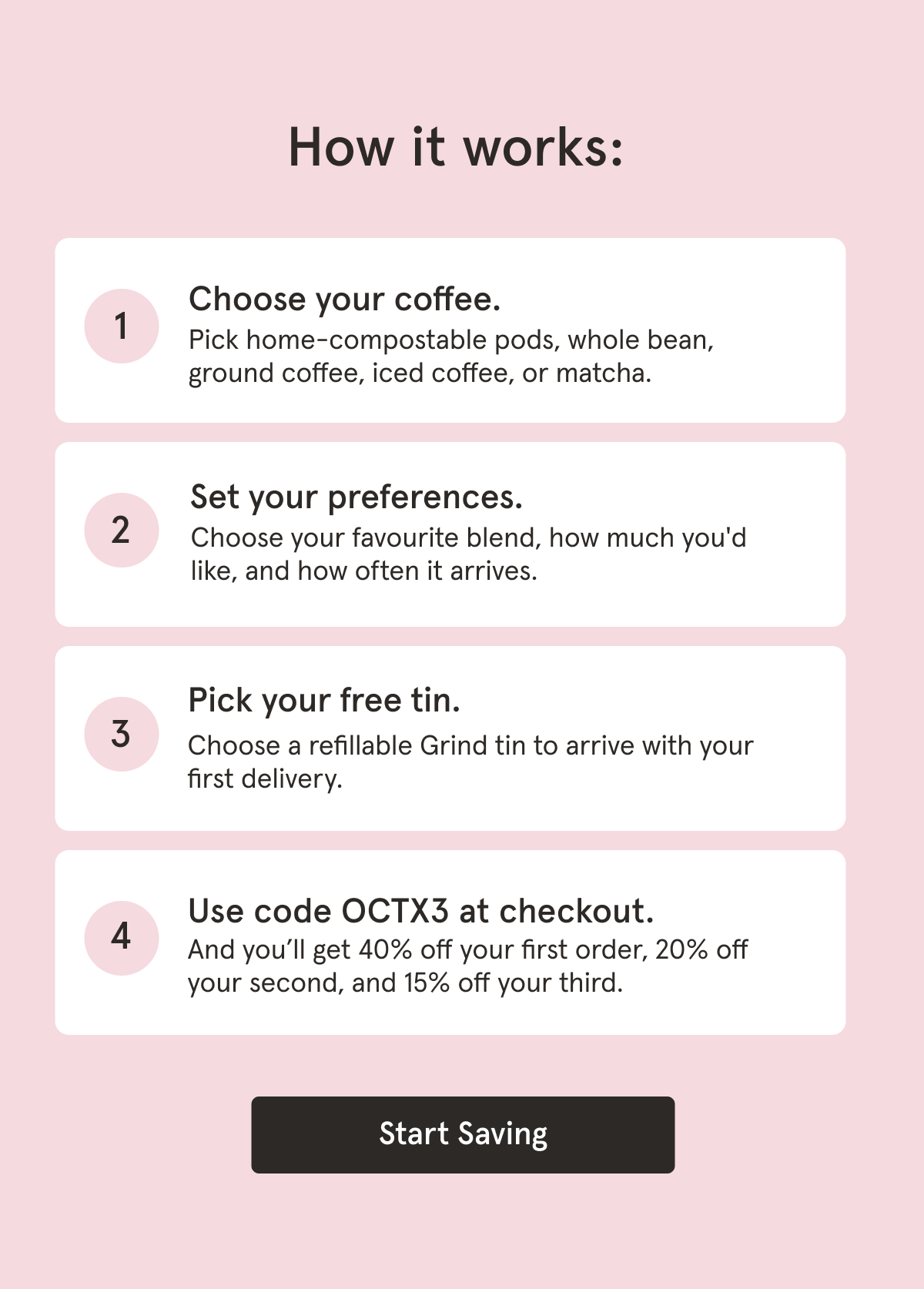 Get 40% off your first coffee order now!