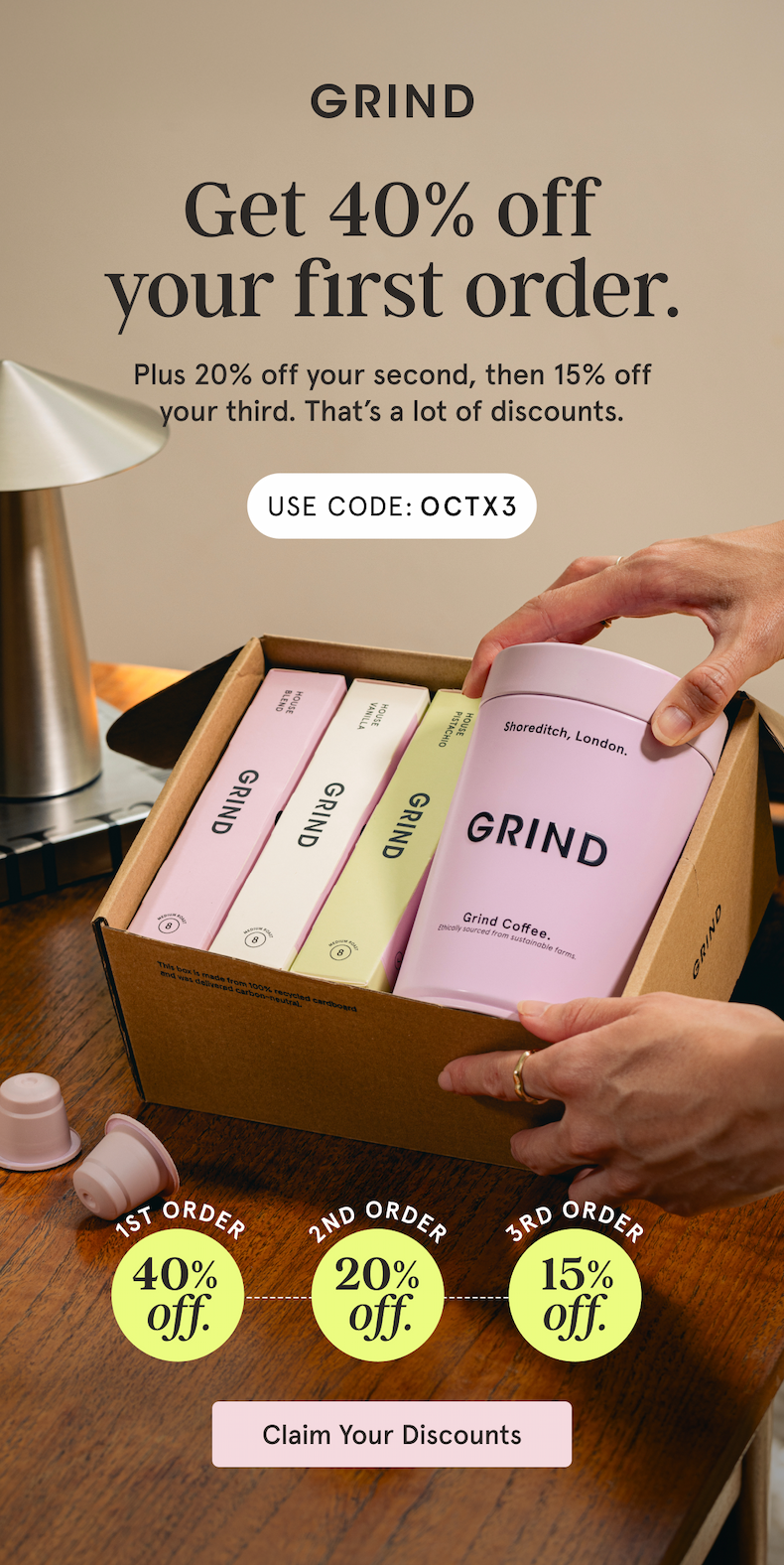 Get 40% off your first coffee order now!