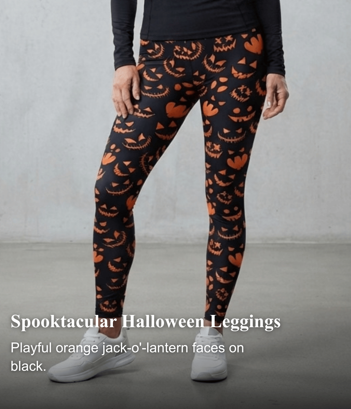 orange jack-o'-lantern faces on black