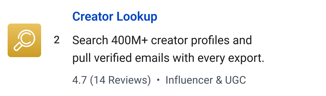 Creator Lookup: Search 400M+ creator profiles and pull verified emails with every export.