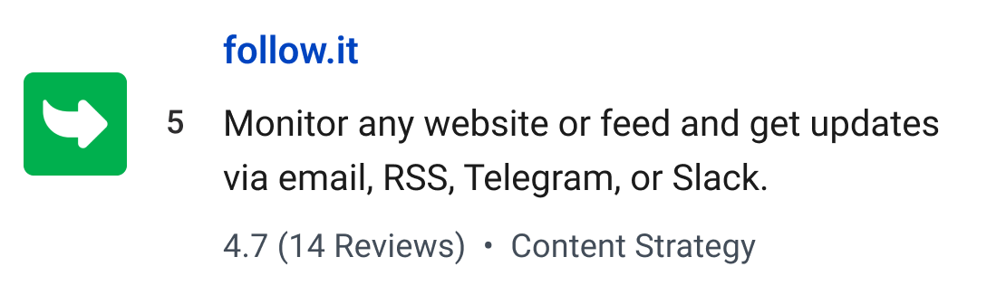 follow.it: Monitor any website or feed and get updates via email, RSS, Telegram, or Slack.
