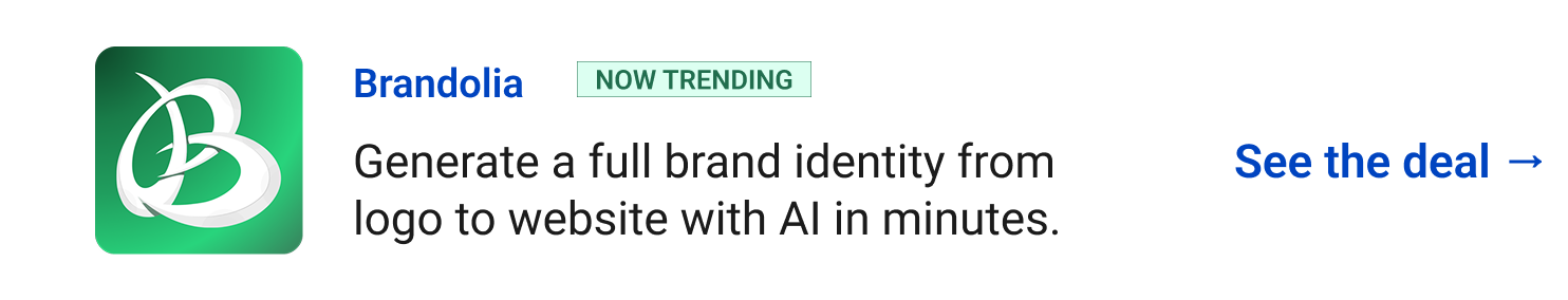 Brandolia (Now Trending) - Generate a full brand identity from logo to website with AI in minutes. See the deal →