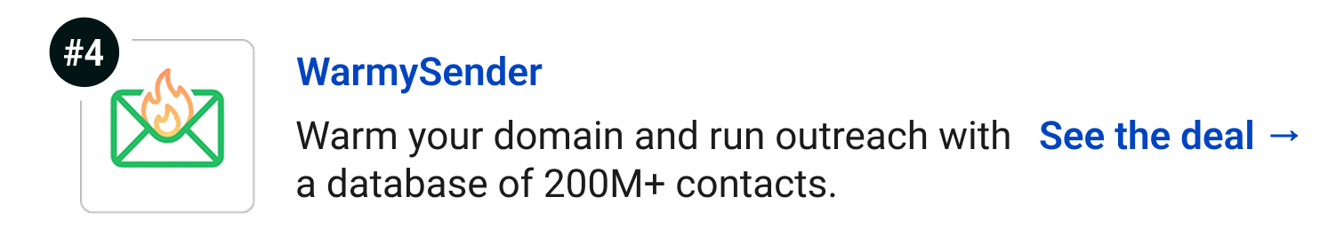 WarmySender - Warm your domain and run outreach with a database of 200M+ contacts. See the deal →