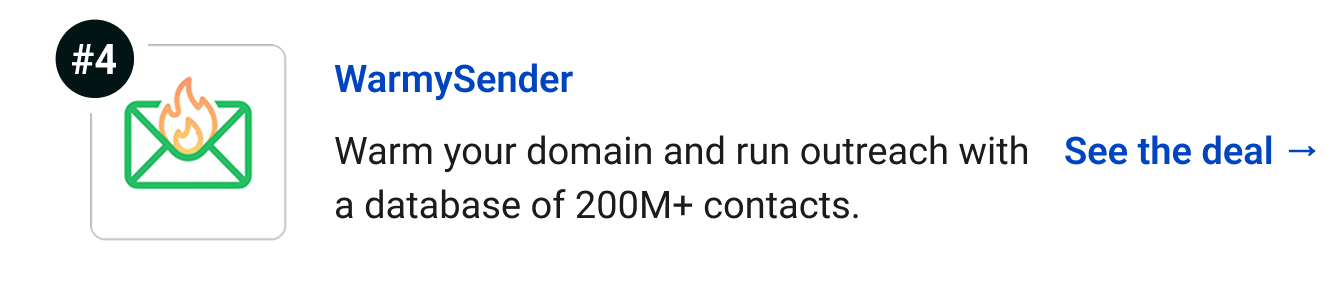 WarmySender - Warm your domain and run outreach with a database of 200M+ contacts. See the deal →