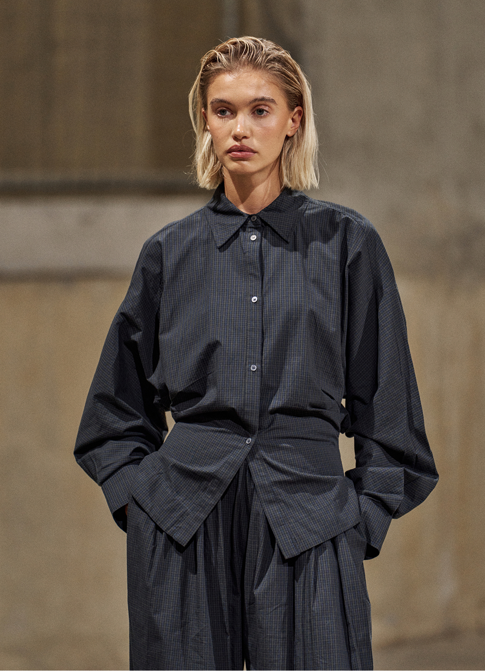 MICRO CHECK CONTOUR SEAM SHIRT