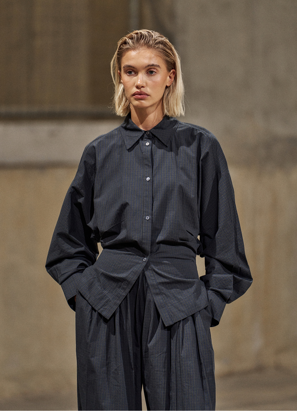MICRO CHECK CONTOUR SEAM SHIRT