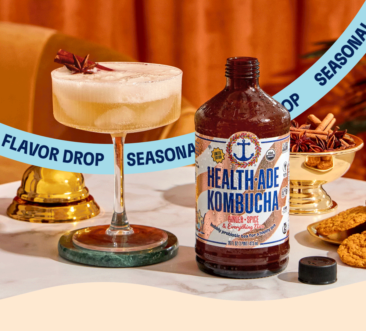 Seasonal Flavor Drop | Health-Ade Kombucha | Ginger-Spice And Everything Nice Seasonal Flavor Drop | Health-Ade Kombucha | Ginger-Spice And Everything Nice