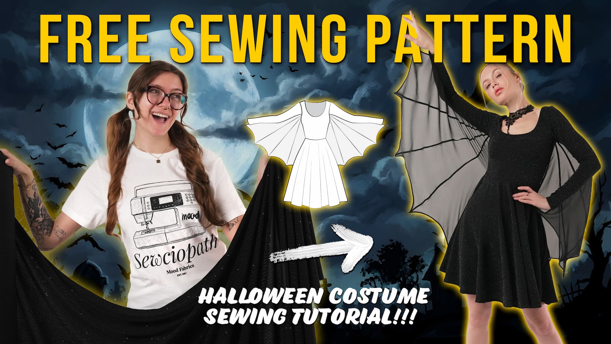 How To Sew A Chic Bat Dress Halloween Costume!!! 🎃