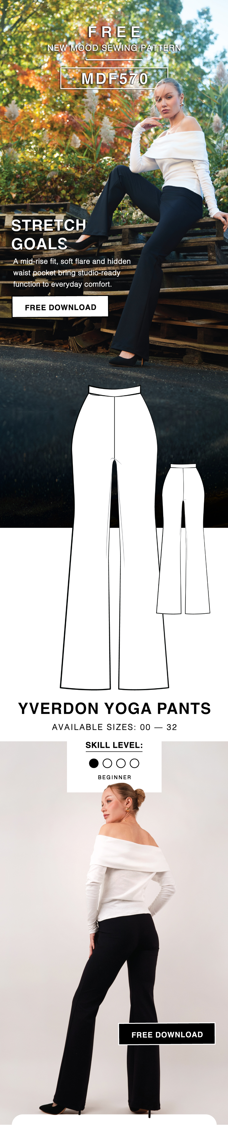 THE YVERDON YOGA PANTS FREE SEWING PATTERN