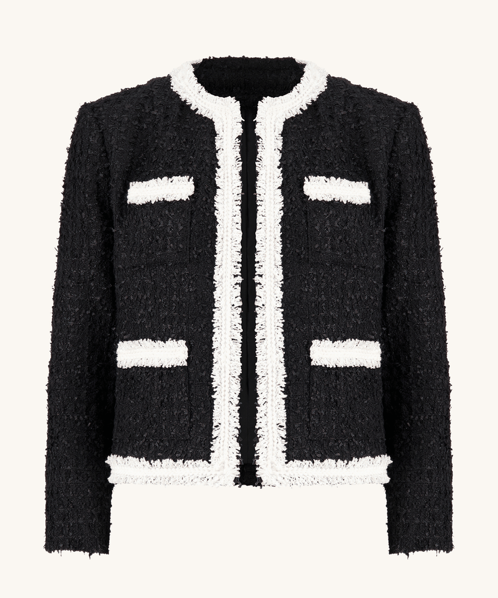  Sale on Sale at The Noli Shop: rotating through the Julia Tweed Jacket, Giselle Tweed Blazer, Gabrielle Tweed Blazer in Ecru Multi, Cheryl Blazer in Midnight Garden, Veronica Button Jean, Ana Chiffon Blouse, knit, cape, cami, belt and earrings, all an extra 30% off