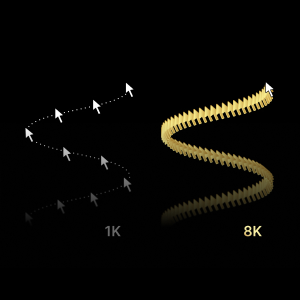 8K vs 1K cursor movement comparison