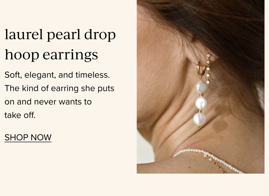 Laurel Pearl Drop Hoop Earrings