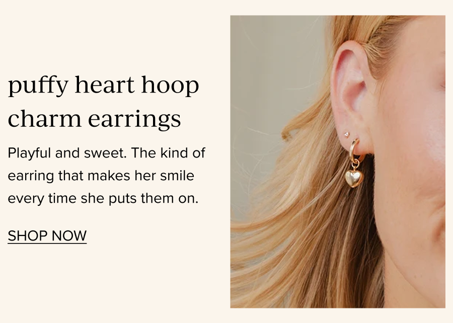 Puffy Heart Hoop Charm Earrings