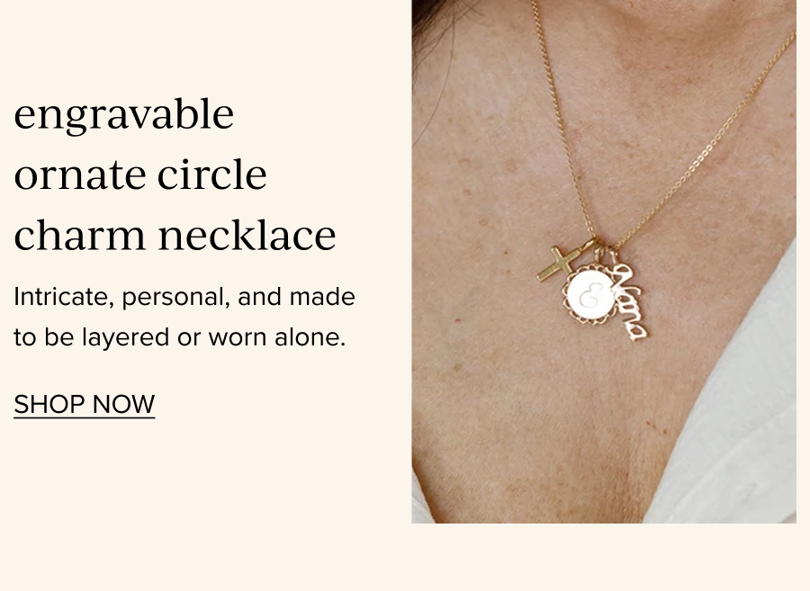 Engravable Ornate Circle Charm Necklace
