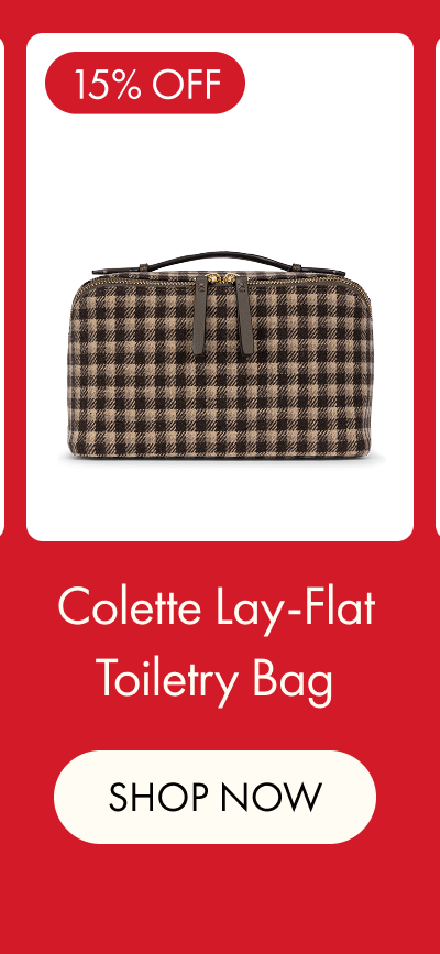 15% OFF | Colette Lay-Flat Toiletry Bag | SHOP NOW