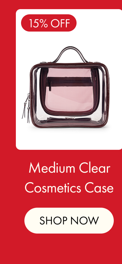 15% OFF | Medium Clear Cosmetics Case | SHOP NOW