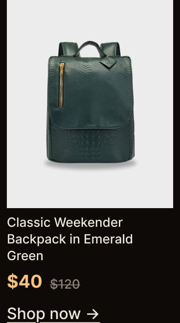 Classic Weekender Backpack in Emerald Green, $40, originally $120. Shop now.